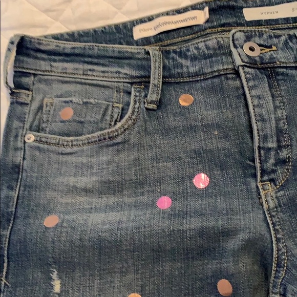Anthropologie Metallic Polk-a-Dot jeans!! Too cute - Picture 8 of 8